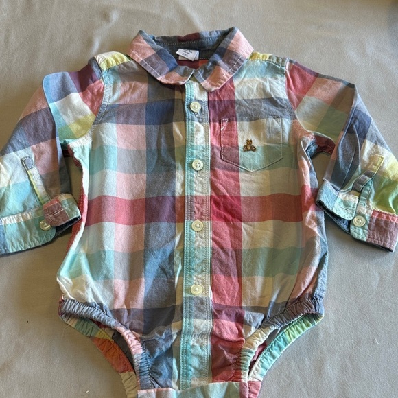 GAP - Blue and Pink Button Down Bodysuit - Picture 1 of 3